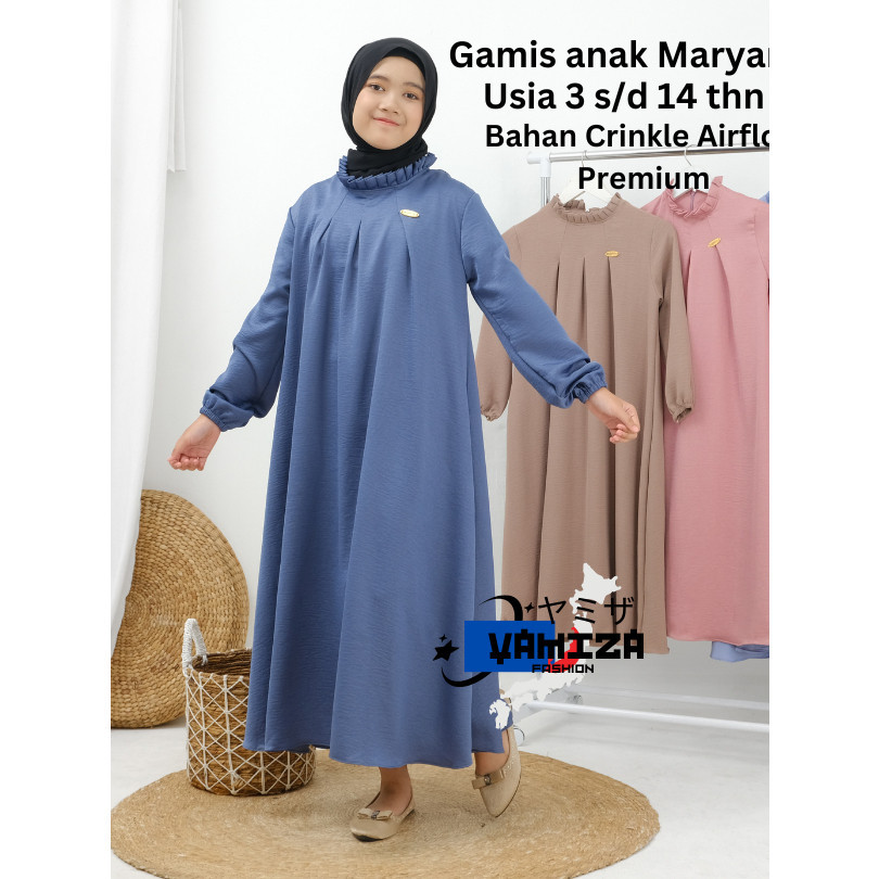 Gamis Anak Crinkle Airflow Usia 3 s/d 14 tahun #MAHIRA