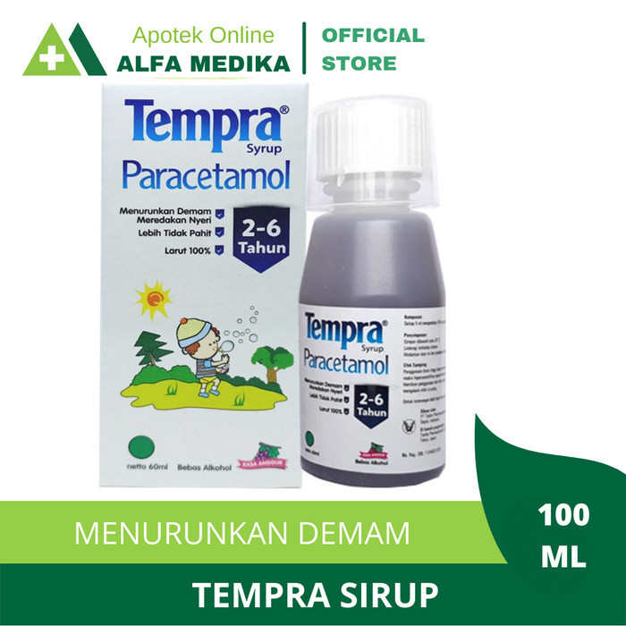 Tempra Sirup Rasa Anggur 100 ml / Parasetamol / Obat Demam / Nyeri u/ Anak & Bayi