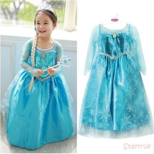 Staytrue-Baju Frozen Anak Perempuan Dress Frozen Pita Anak Perempuan 3-8 Tahun katun kids Baju princ