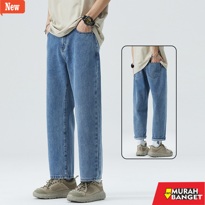 Celana denim pria- Celana Longgar Pria Standar Korea Celana Jeans Pria Murah Celana Kulot Panjang Pr