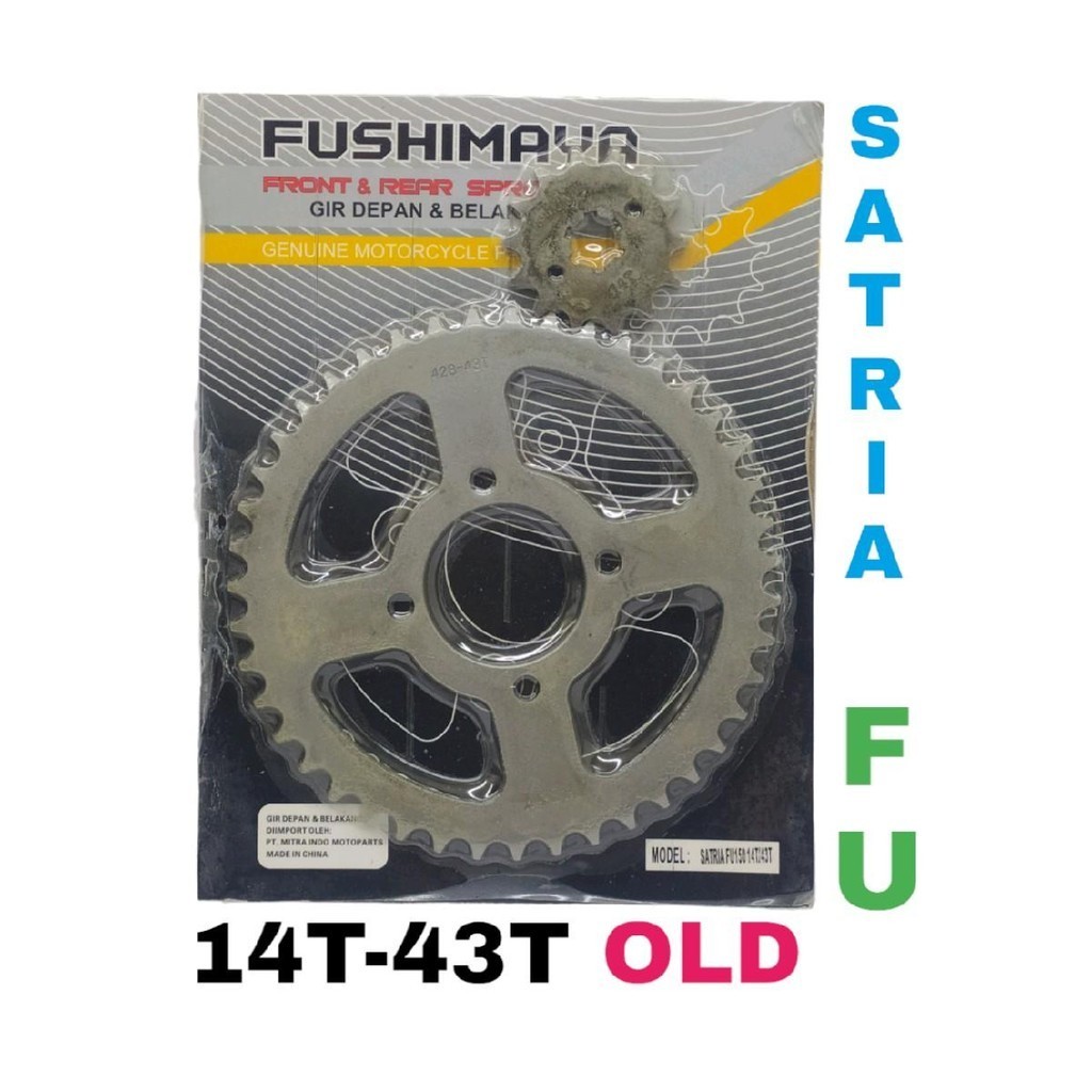 GEAR SET SATRIA FU LAMA 14T-43T GEAR DEPAN BELAKANG SATRIA FU 150