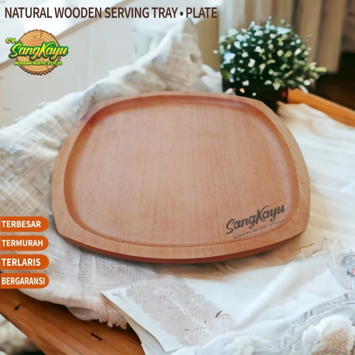 Nampan kayu kotak besar baki kayu piring kayu piring saji wood plate