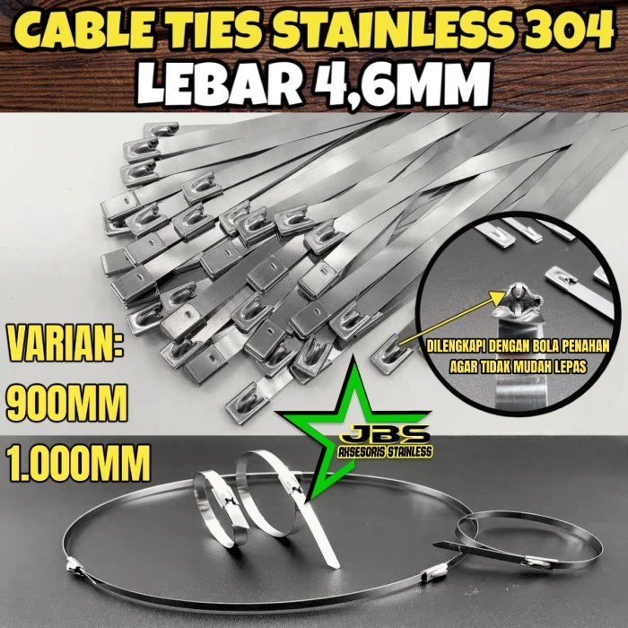 

KABEL TIES LEBAR 4,6MM STAINLESS 304 PANJANG 90/100CM TALI PENGIKAT