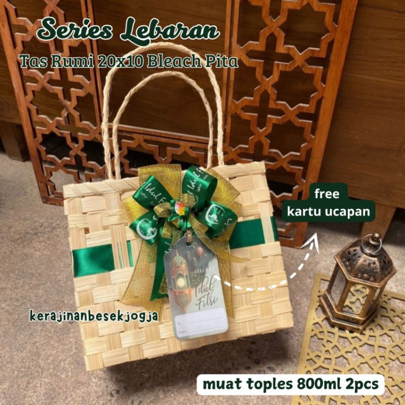 

IDUL FITRI SERIES | TAS RUMI 20X10 BLEACH PITA FREE HANGTAG | keranjang toples kue 800ml 2pcs | tas bambu tas cantik hampers lebaran