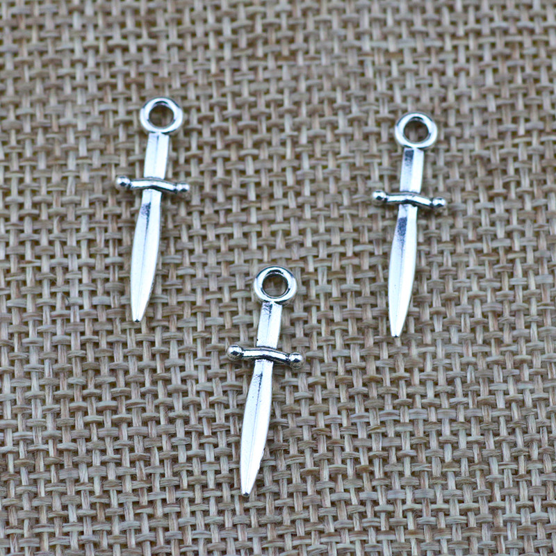 40pcs/lot 7*24mm Metal Small Dagger Sword Charms Pendant  DIY Handmade Gothic Necklace Earrings Brac