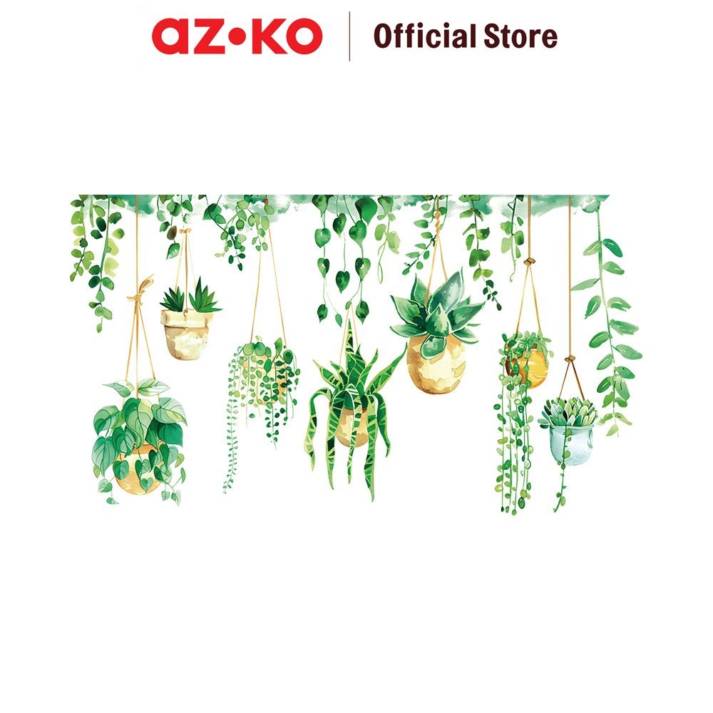 AZKO Forhom Stiker Dinding Hanging Plants Pot - Hijau wall sticker dekorasi rumah tempel hiasan temb