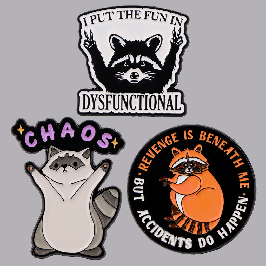 

Cute Raccoon Enamel Pins Funny Quotes Brooches For Women Lapel Pins Badge on Backpack Costume Accessories Animal Jewelry Gifts