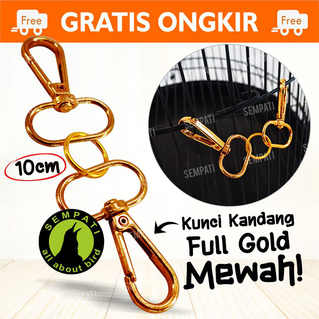 SEMPATI Rantai Kunci Bulat Full Gold Stainless Sempati Pengunci Sangkar Burung Murai Lovebird Kenari