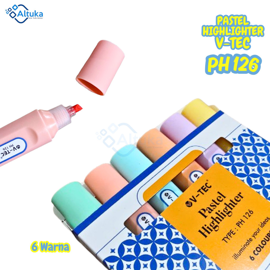 

(6pcs) Pastel Highlighter 6 Colours / Penebal Warna Pastel / Pastel Highlighter PH 126 V-TEC Stationery