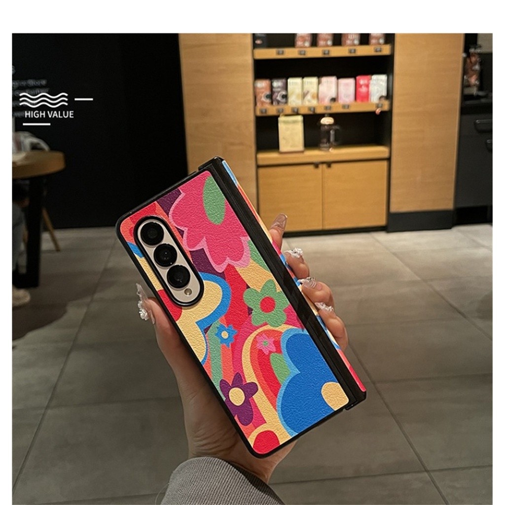 

ㄚ Cute Korean Aesthetic Kawaii Oil Painting Floral Case for Galaxy Z Fold 5 6 Fold6 Zfold6 Z Fold3 Fold5 Zfold3 Zfold4 Z Fold 4 Cover Funda