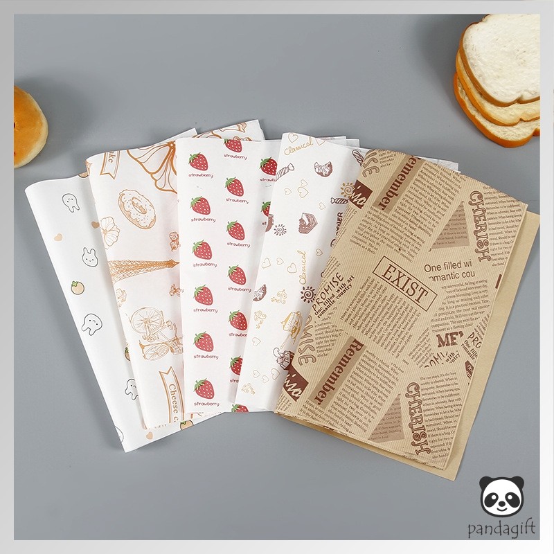 

(GROSIR)25pcs kertas sandwich roti motif/ wax paper/ baking paper/ burger nasi food grade - GG0540