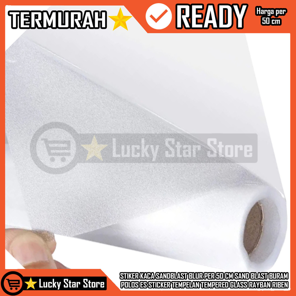 Stiker Kaca Buram Lebar 152cm Per 50 Cm Sandblast Blur Sand Blast Polos Es Sticker Tempelan Tempered