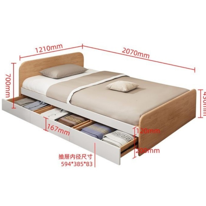 dipan kayu laci 3 dipan anak minimalis - 90x200 GUFU Mebel Jepara