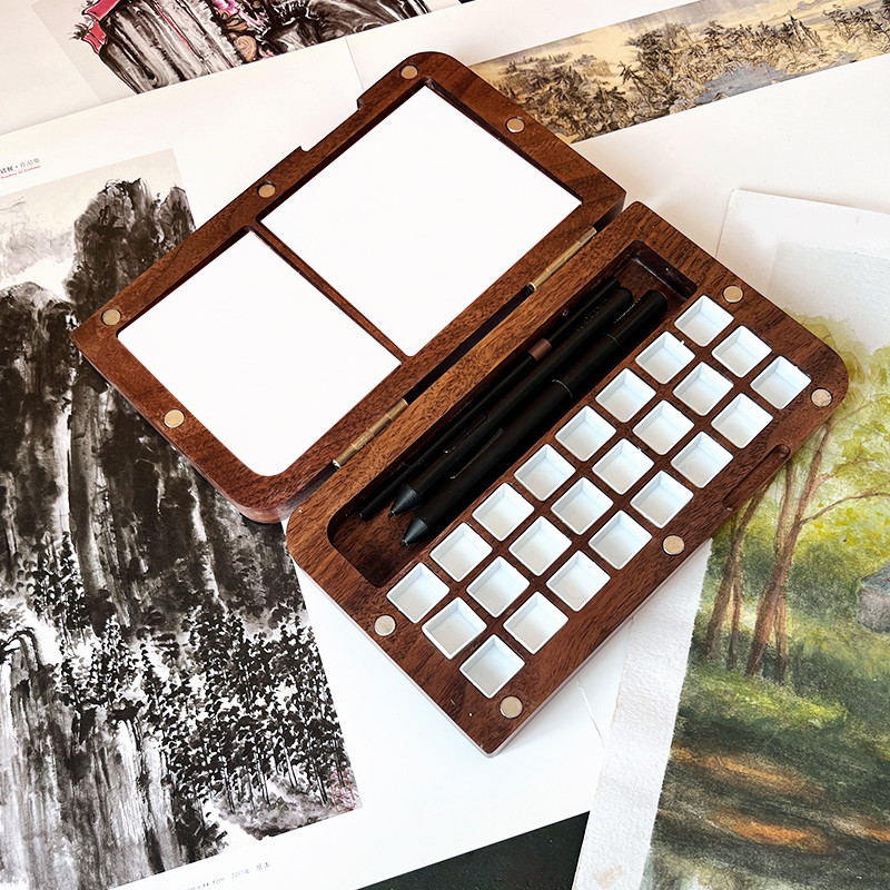 

24 Grid/40 Grid 2ml Thickened Without Deformation Portable Wooden Watercolor Pigment Subpackage Box Art Student Sketching Tool