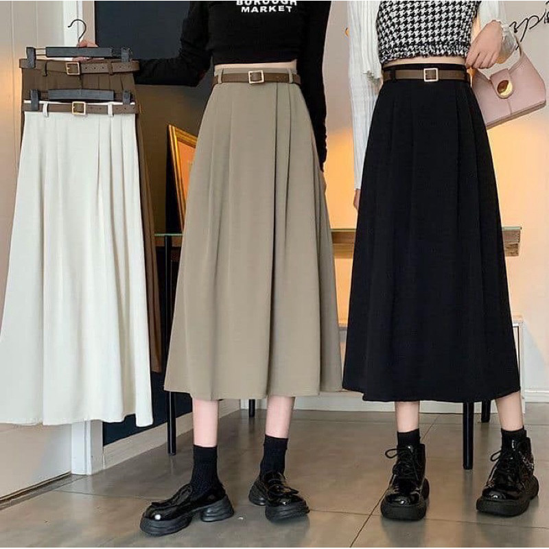 JESI- Joy Skirt-rok flare Wanita Korean Style- Bahan semiwoll lokal_Model Panjang & Midi /Terbaru
