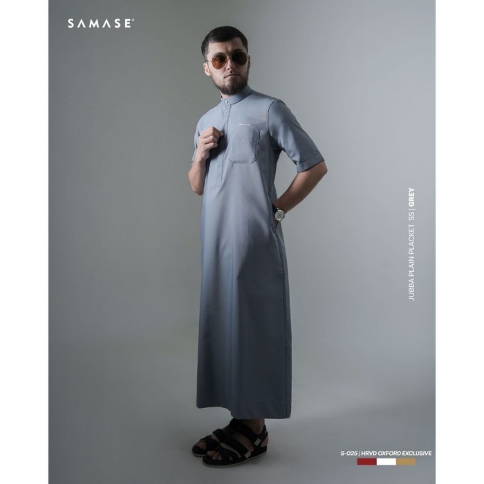"V.NLN" - READY STOCK SAMASE Jubba Jubah Plain Placket S025 Lengan Pendek Ghamis Pria Dewasa Samase 