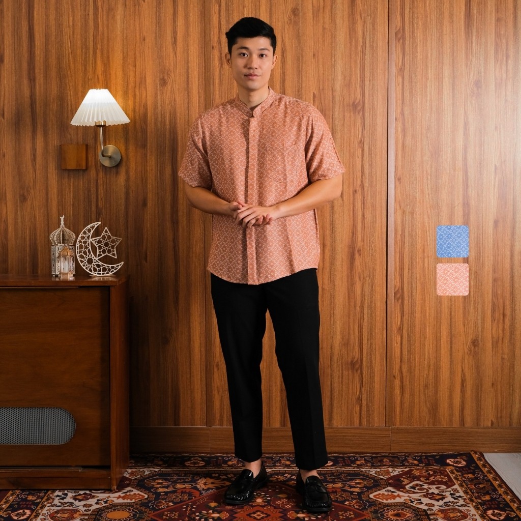 SAGI Men - Mecca Short Pattern Shanghai Shirt | Kemeja Koko Shanghai Pria Lengan Pendek Muslim Ramad