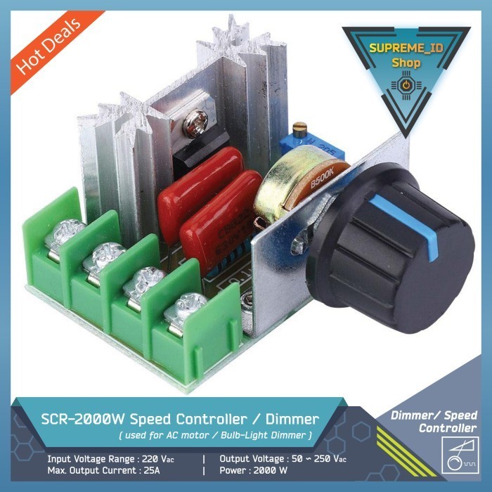 SCR-2000W Adjustable Voltage Regulator AC Motor Speed Control / Dimmer