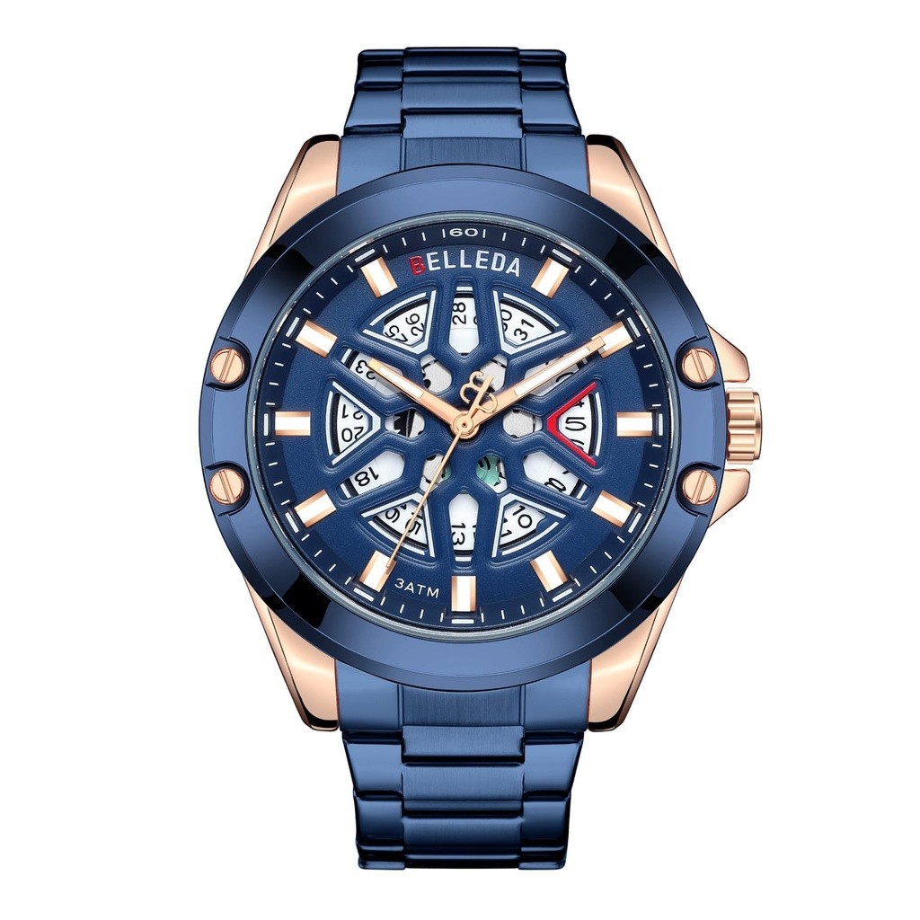 BELLEDA Jam Tangan Pria Belleda 9388 Rantai Tanggal Aktif Anti Air Classic populer Watch Original