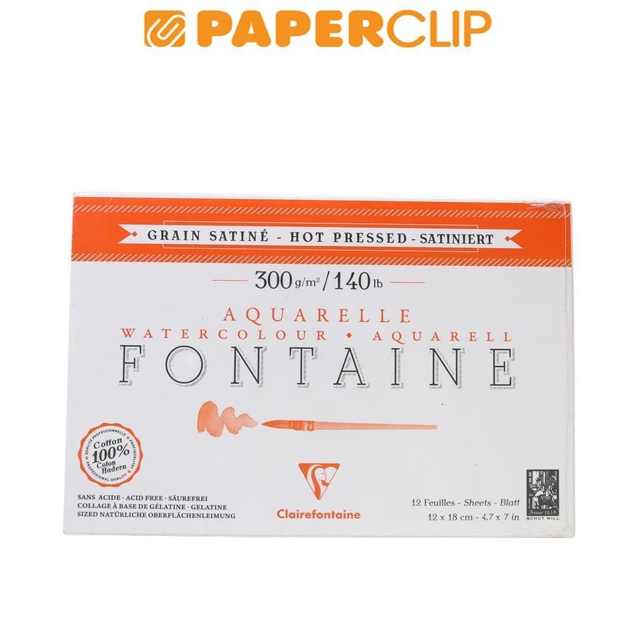 

WATERCOLOR PAD CLAIREFONTAINE FONTAIN - HOT PRESSED 300GSM 12S 12X18 96348C