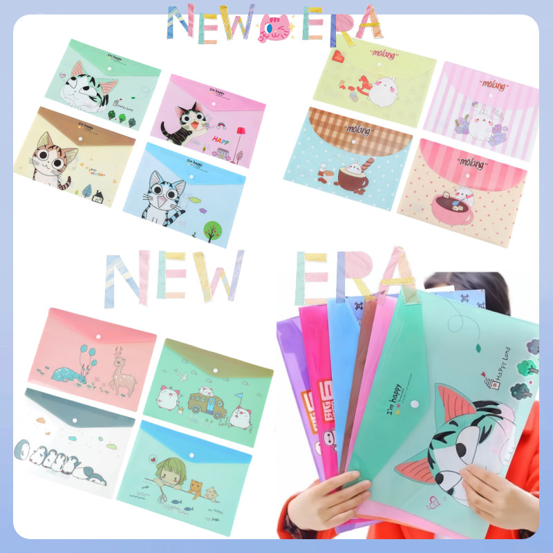 

NewEra Map Folio A4 Kancing Map Folio A4 Plastik Motif Karakter Kartun Tas Map Plastik A4 Anti Air Tas Penyimpanan Tanda Terima Kontrak Kertas Ujian