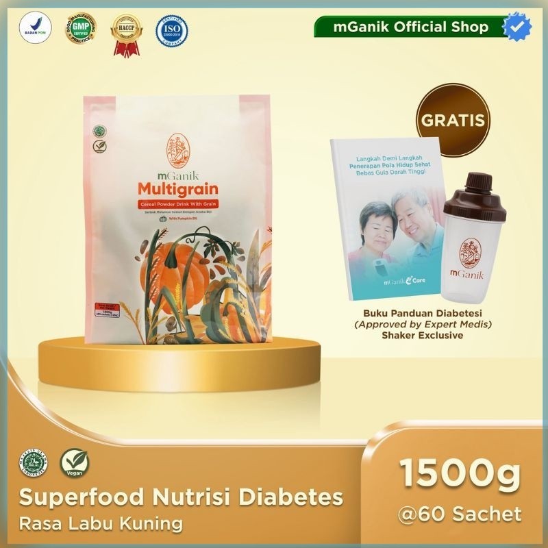MGANIK MULTIGRAIN 1500gr (ISI 60 SACHET) 100% HALAL MGANIK MULTI GRAIN ORI M GANIK KRISTASHELLA