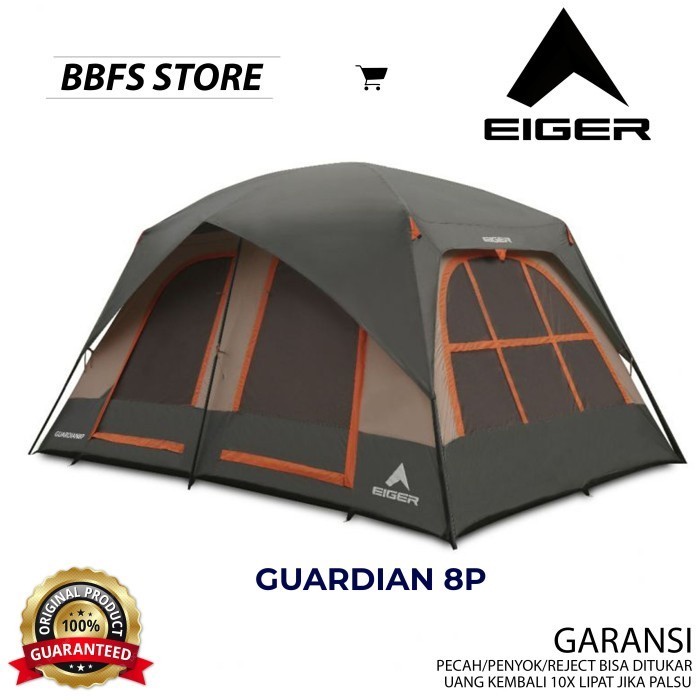 PROMO SUPERR EIGER ORIGINAL GUARDIAN 8P TENT GREY TENDA KEMPING OUTDOOR ADVENTURE