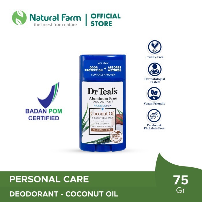 DR TEAL’S Deodorant Magnesium + Coconut Oil & Essential Oils - 75 gr