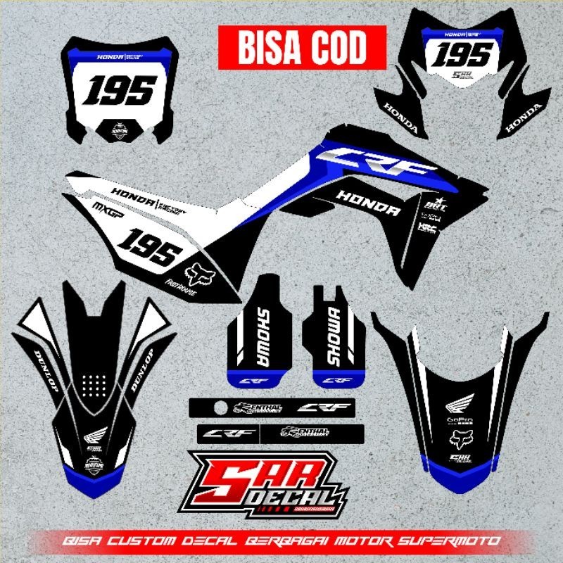 DECAL CRF 150L FULL BODY - DECAL SUPERMOTO MOTO CROSS - DECAL CRF SIMPEL KEREN - DECAL CRF MERAH PUT
