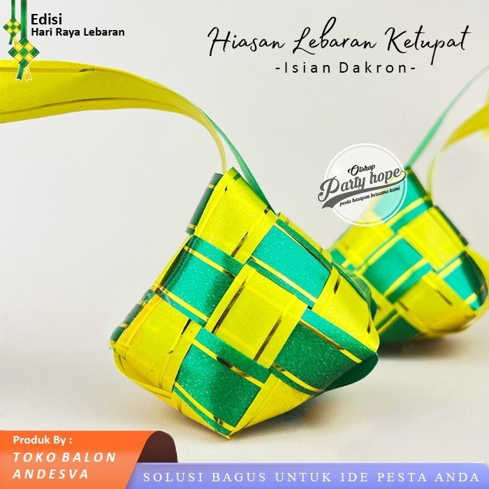 

ketupat lebaran dakron / ketupat Hiasan Parcel Hampers / ketupat pita list mas