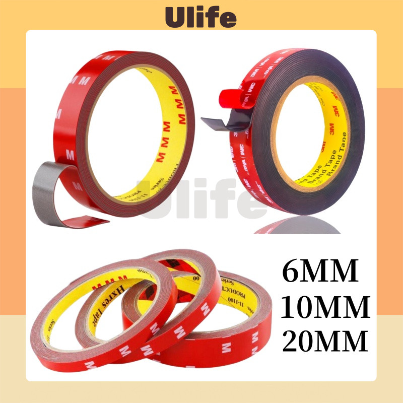 

Double Tip Transparan Super Kuat Double Tape 3M Foam Merah 6MM 10MM 20MM Meter