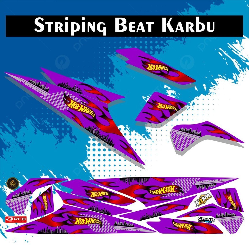 COD/ Sticker Striping Variasi Beat Karbu List Motif Beat Lama /Old Custom List Ungu LIST