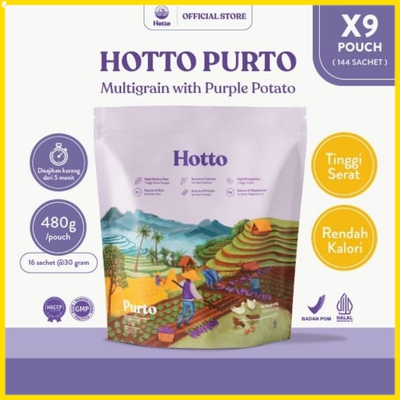 

9 POUCH Hotto Purto Multigrain with Purple Potato (isi 144 Sachet) FLIMTY STORE ORI