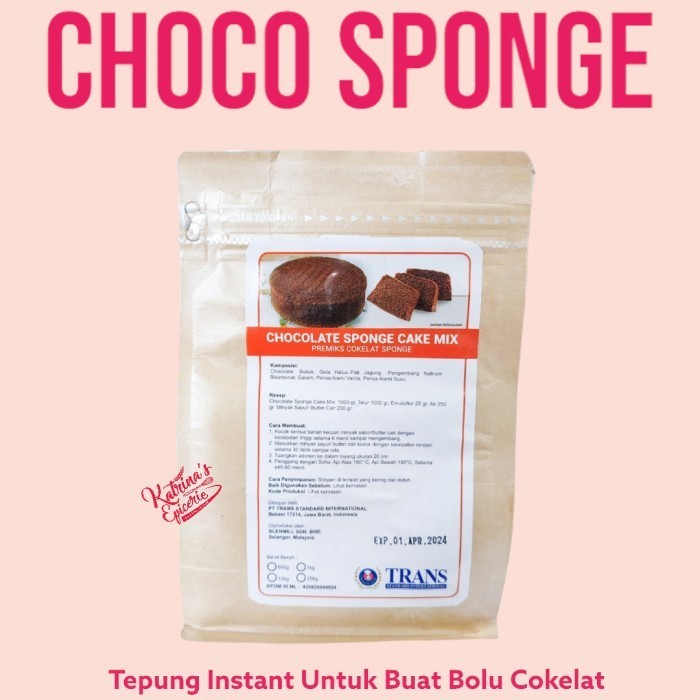 

Trans Chocolate Sponge Cake Mix 500 Gram Tepung Instant Bolu Cokelat
