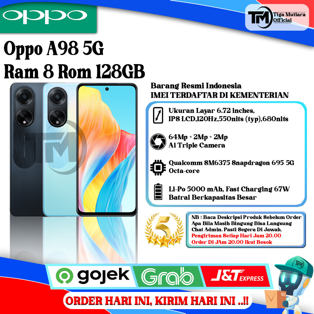 Oppo A98 5G Ram 8GB Rom 256GB Segel Original &amp; Baergaransi Resmi