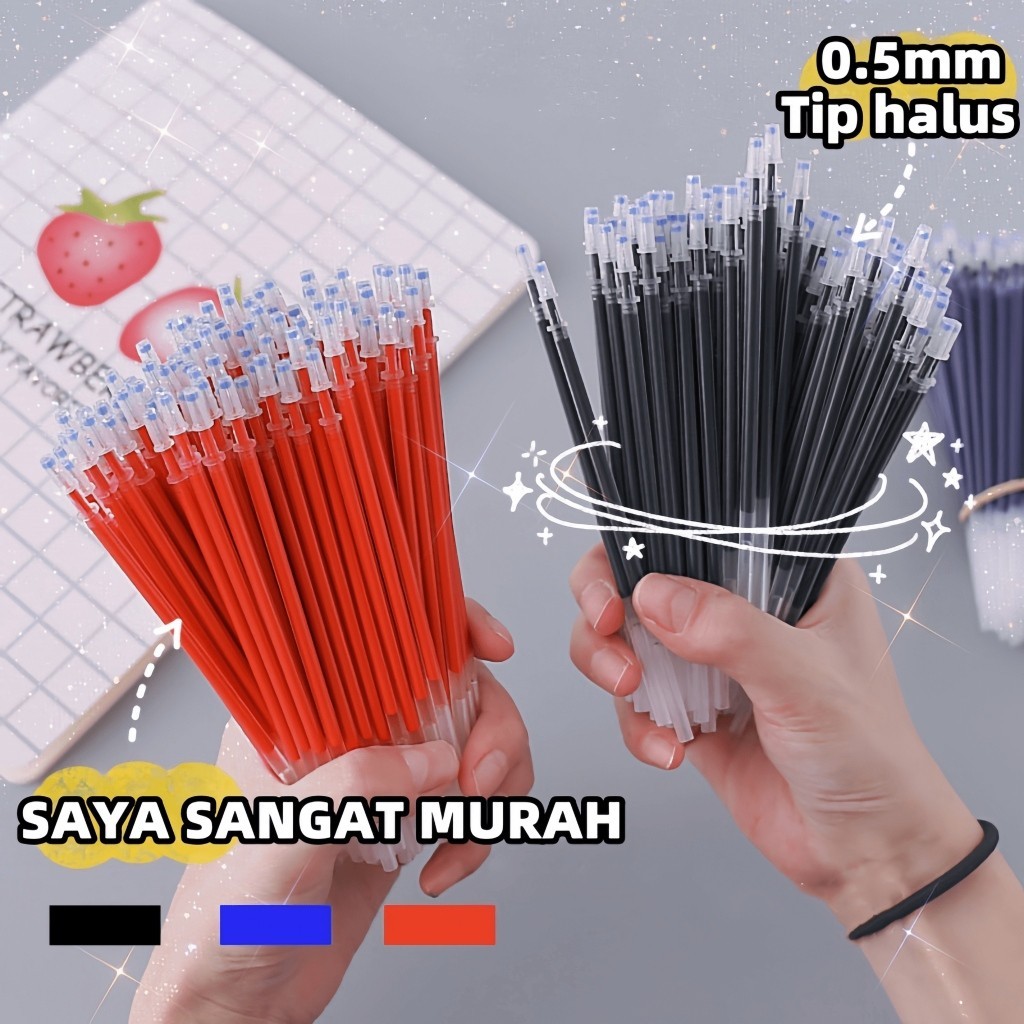 

Pen netral 0,5 tip halus penuh Pen air hitam refill Pen warna biru merah perlengkapan kantor