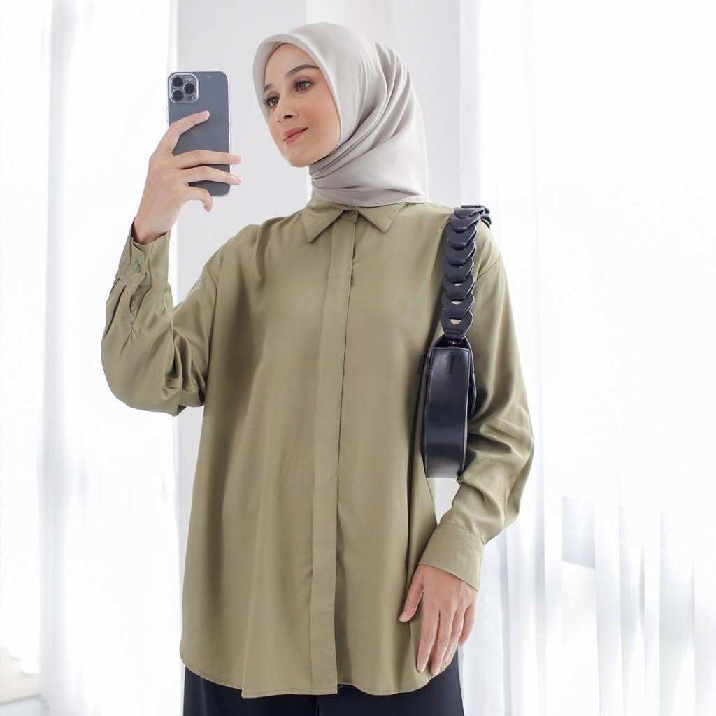 FALEESHA SHIRT BLOUSE OVERSIZE ATASAN WANITA OUTFIT HIJAB -PN