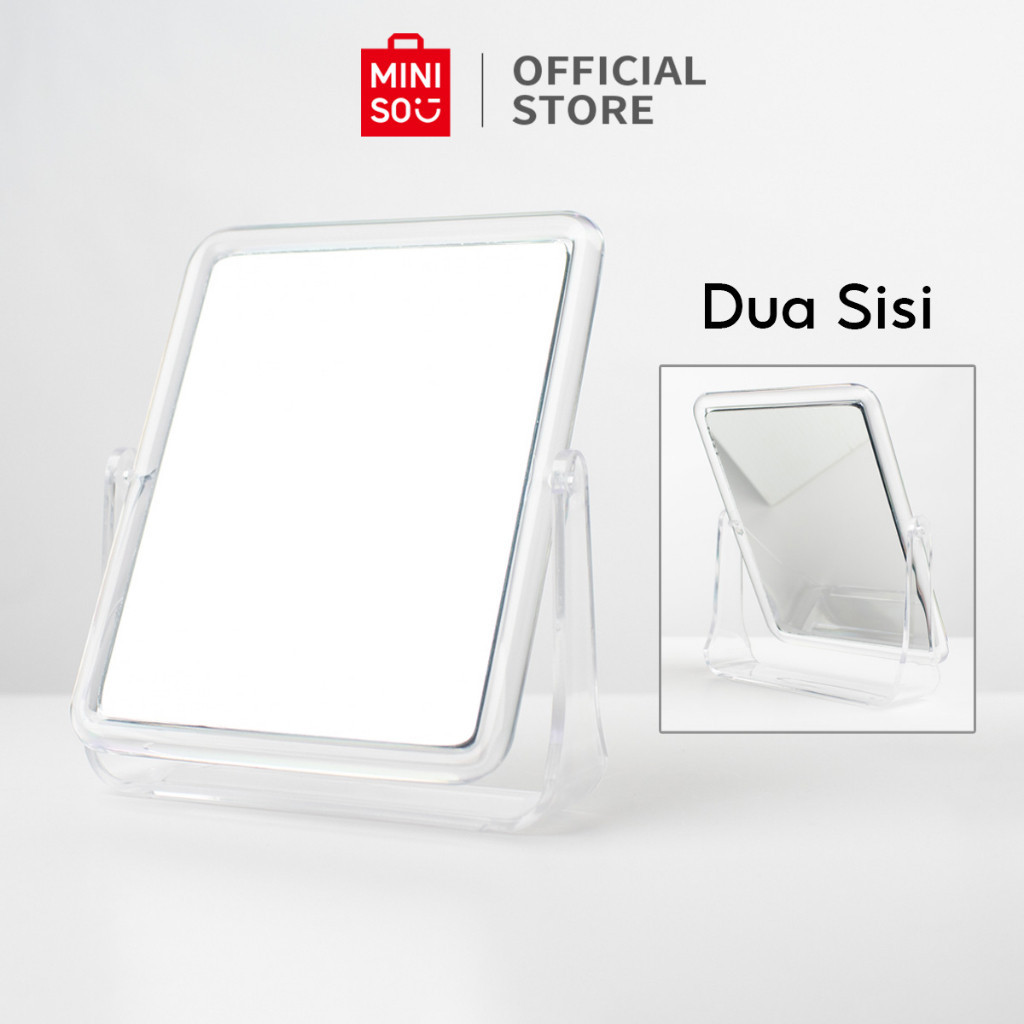 MINISO Cermin Makeup Dua Sisi Cermin Meja Double-side Plastic Mirror Round / Rectangle
