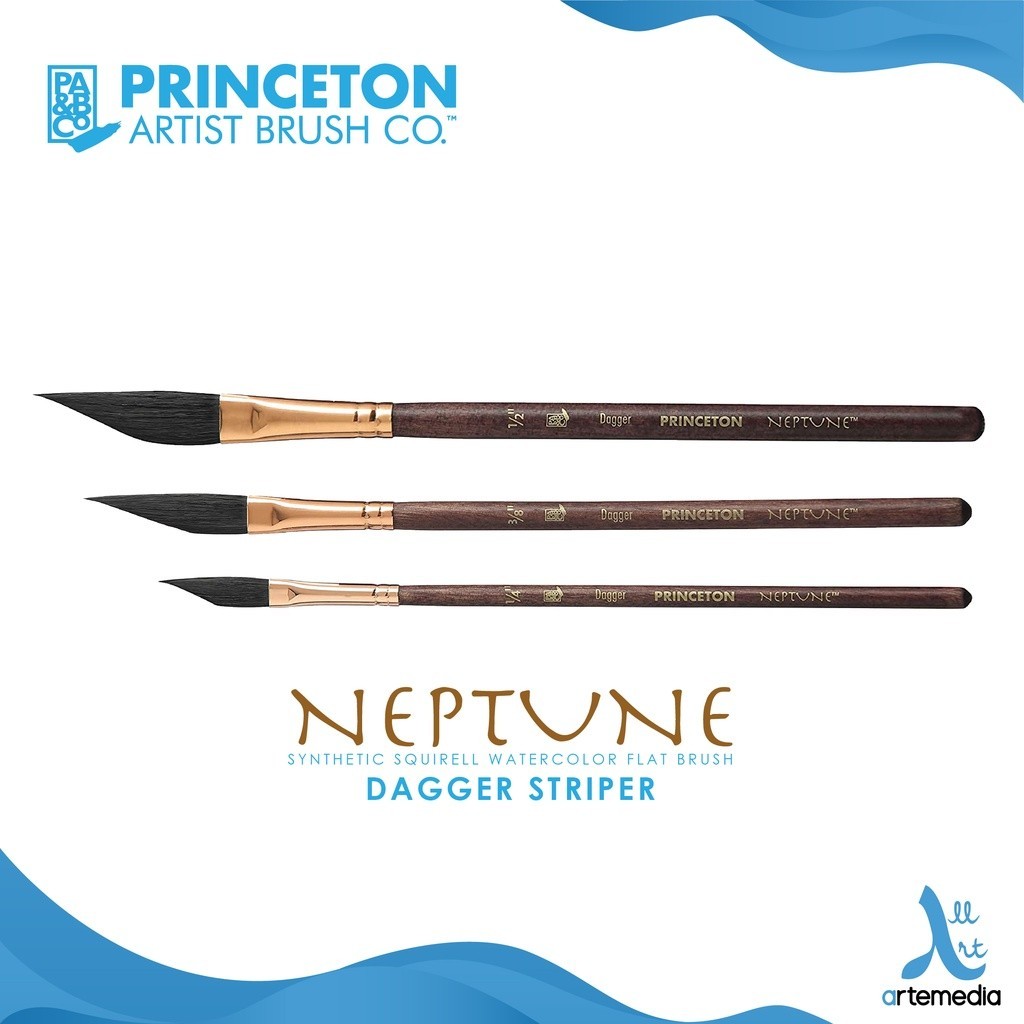 

Princeton Neptune 4750DG Dagger Striper Synthetic Watercolor Brush Short Handle Kuas Lukis