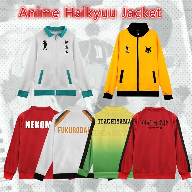PREORDER Anime Haikyuu Jacket Sportswear Coat Karasuno Nekoma Shiratorizawa Itachiyama Inarizaki Fuk