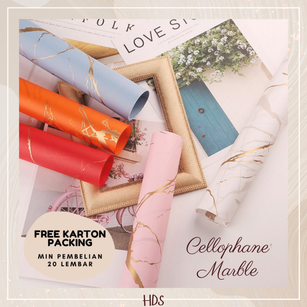 

HDS KERTAS BUKET MOTIF MARMER EMAS BUNGA FLORIST CELLOPHANE FLOWER WRAPPING PAPER GOLDEN MARBLE