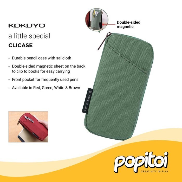 

Andma KOKUYO CLICASE Clip on Retro Pencil Case Tempat Pensil - RED