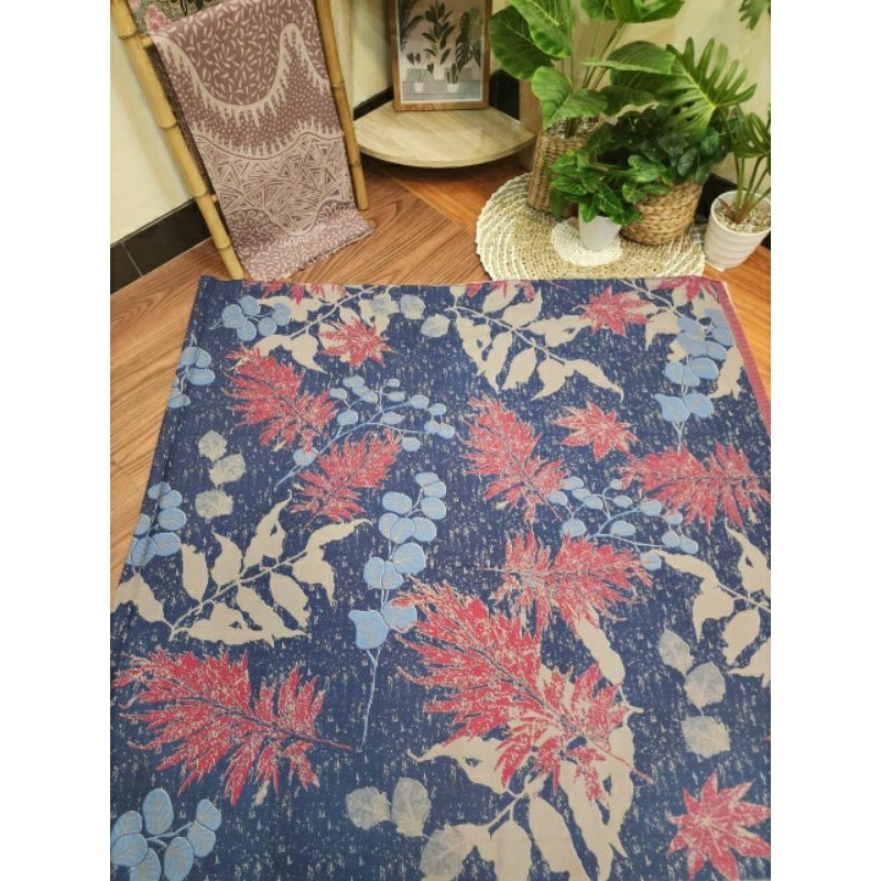 TERLARIS KAIN BATIK LAWEYAN SOLO DAUN ECOPRINT BIRU KODE 148