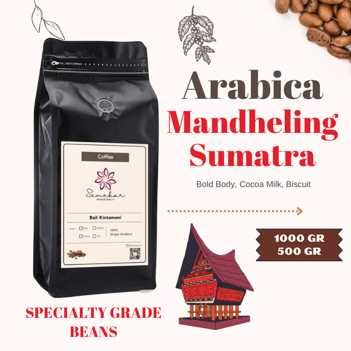 

[Coffee New] Kopi Arabica Mandheling Sumatra utara biji bubuk roasted Coffee grade1 - 500 gram, medium/sedang