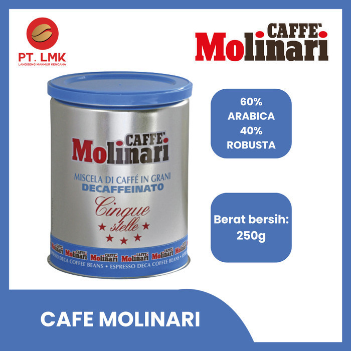 

[Coffee New] Caffe Molinari Coffee Decaf Bubuk Kopi Rendah Kafein 250 Gr