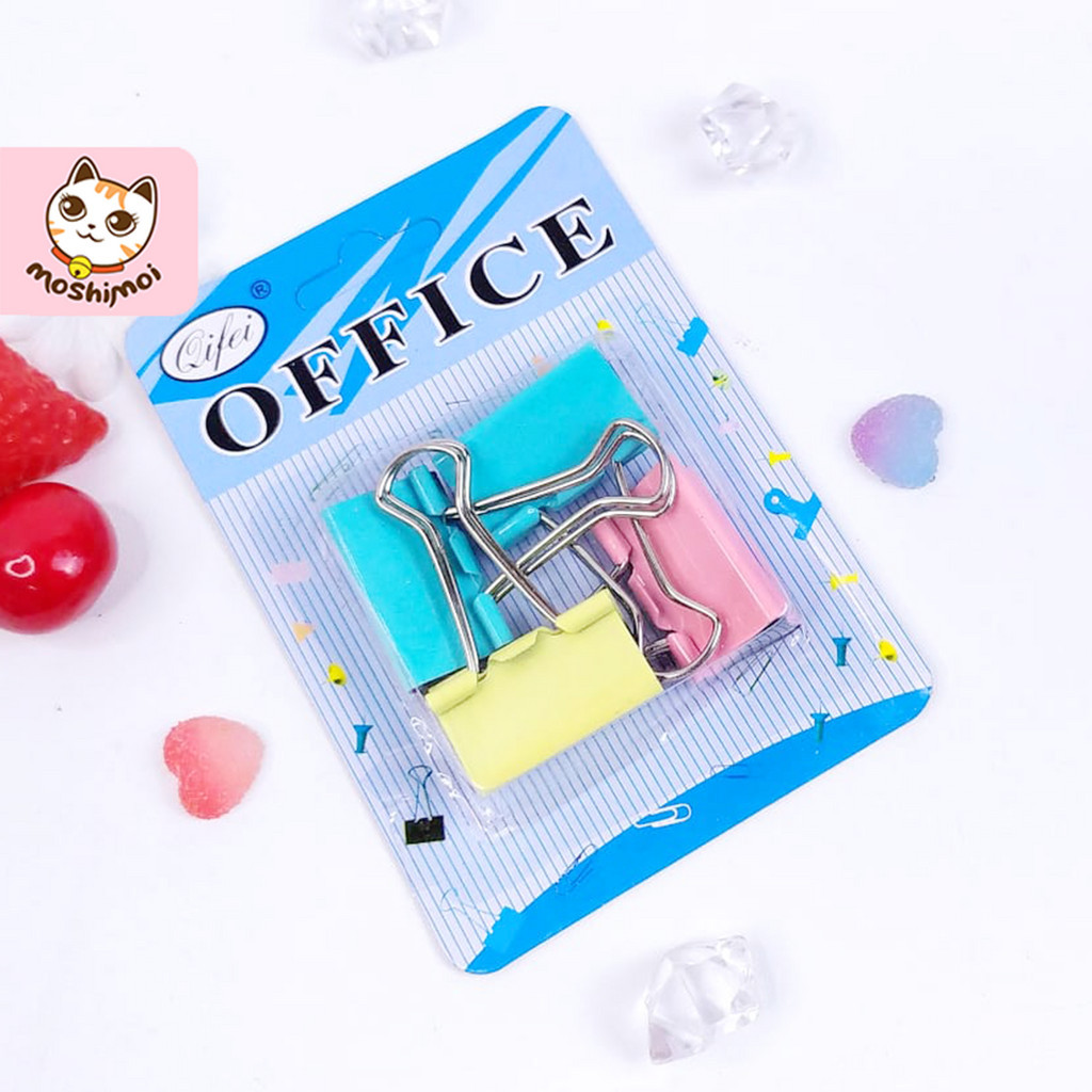 

Binder Clip / Paper Clip / Klip Kertas Besi (T) Warna- Warni Isi 4 Pcs