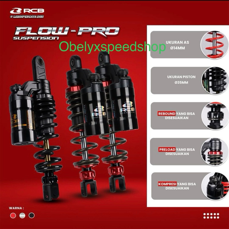 Discon 70% Shock Breaker Belakang RCB Flow Pro 305mm Yamaha Aerox 155 NMax New