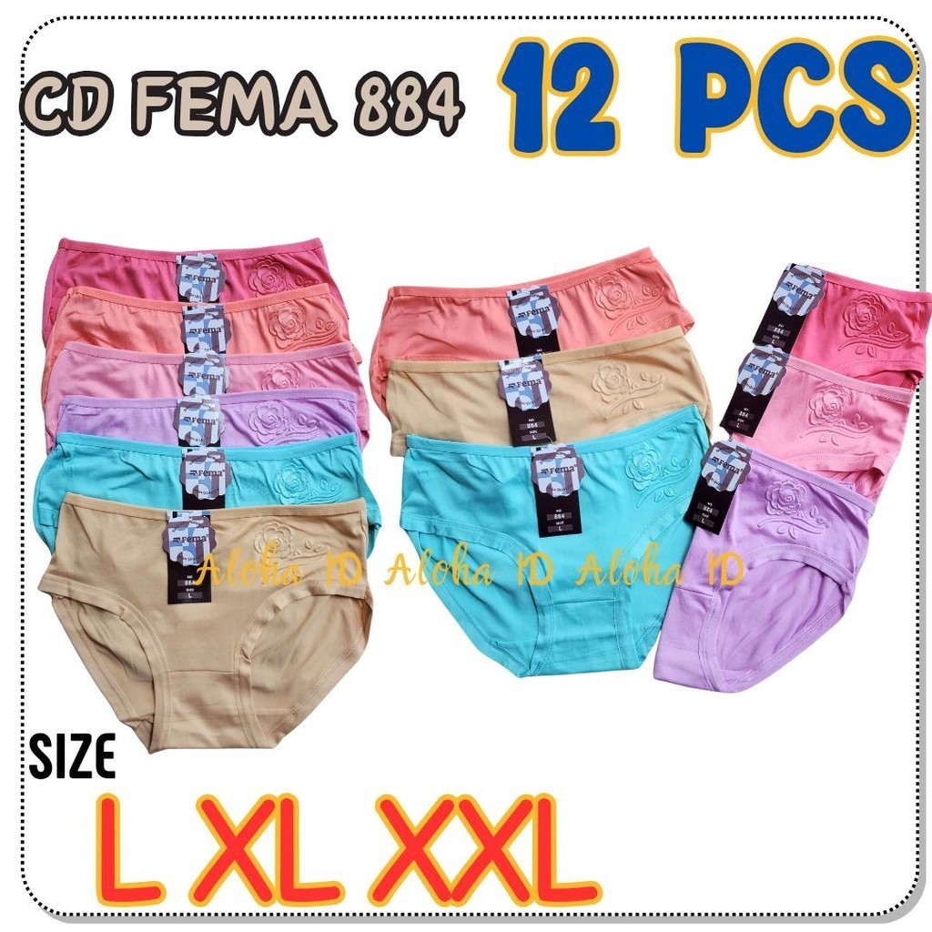 (12 Pcs) CELANA DALAM WANITA FEMA / CD PEREMPUAN PREMIUM SUPER SOFT FEMA - Aloha ID