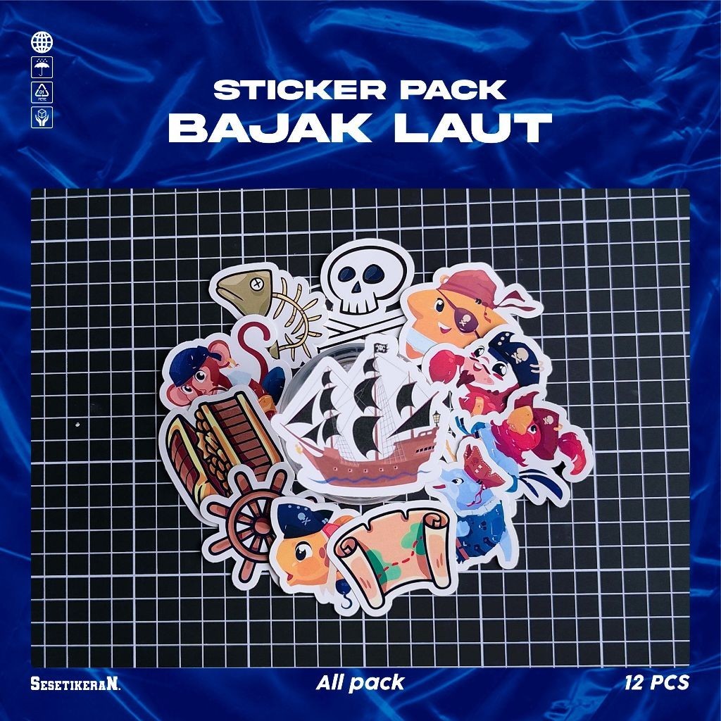 

COD✨ Sesetikeran Stiker Pack Bajak Laut Colorfull Keren Untuk Koper Laptop Skateboard