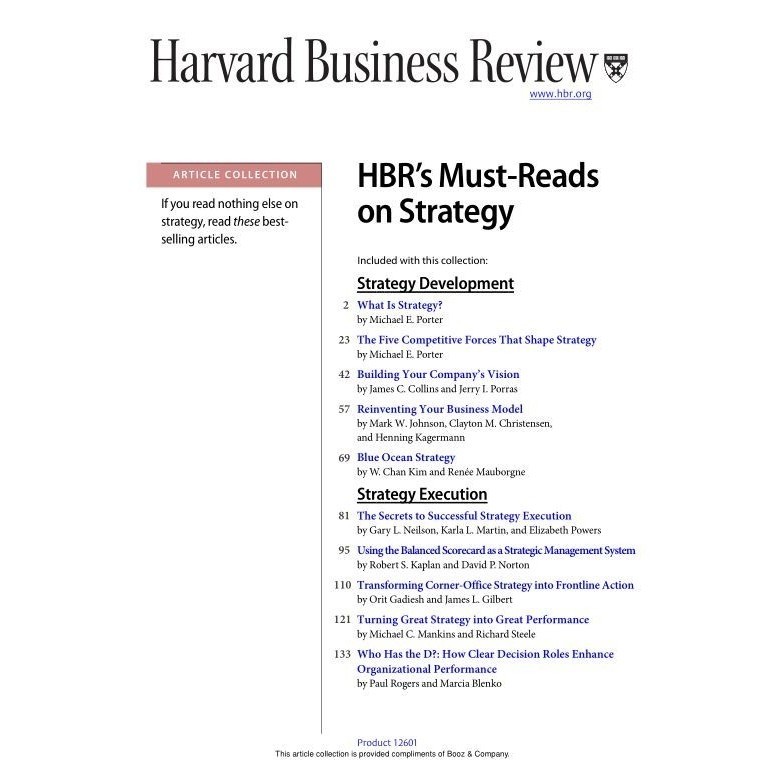 

Harvards Business Review Must-Reads on Strategy, HBR, 1996